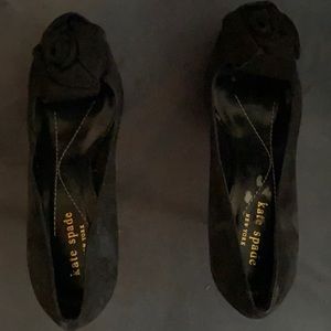 Kate Spade black suede pumps with rosette